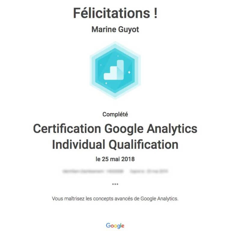 certificat google analytics individual qualification